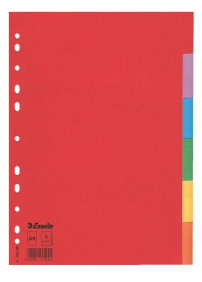 A4-Trennblätter, 6 Register, farbig, Karton